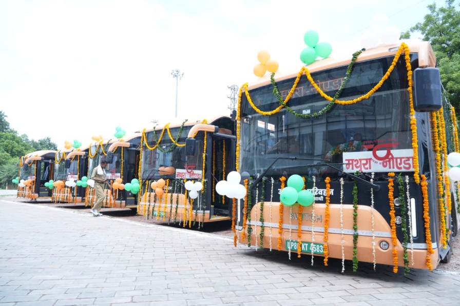 मथुरा डिपो से 6 इलेक्ट्रिक बसों का संचालन शुरू